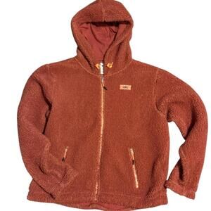 Nike Therma-Fit Faux Fur Rust Orange Zip Hoodie Jacket Sm. Warm Cozy Streetwear